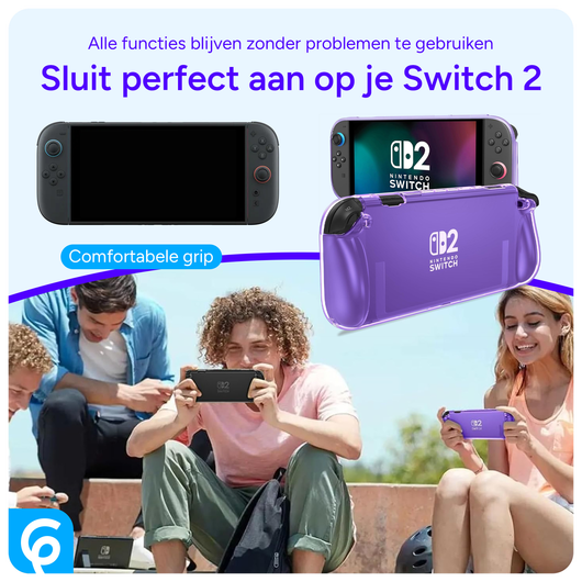Nintendo Switch 2 Hoesje TPU Back Cover Case Transparant Paars afbeelding 3