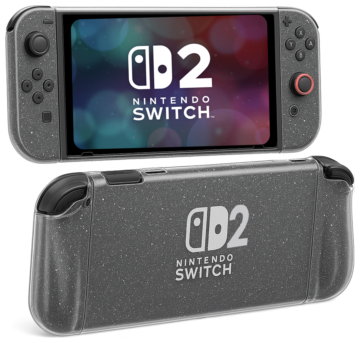 Nintendo Switch 2 Hoesje TPU Back Cover Transparant Glitter afbeelding 1