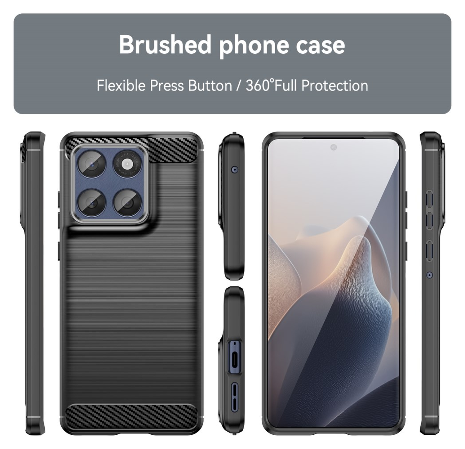 Motorola Edge 60 Fusion Hoesje Geborsteld TPU Flexibele Back Cover Zwart afbeelding 8