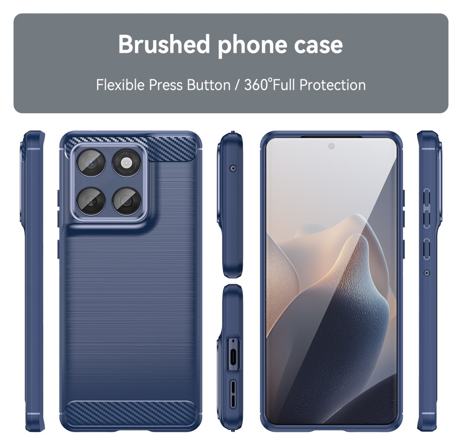 Motorola Edge 60 Fusion Hoesje Geborsteld TPU Flexibele Back Cover Blauw afbeelding 8