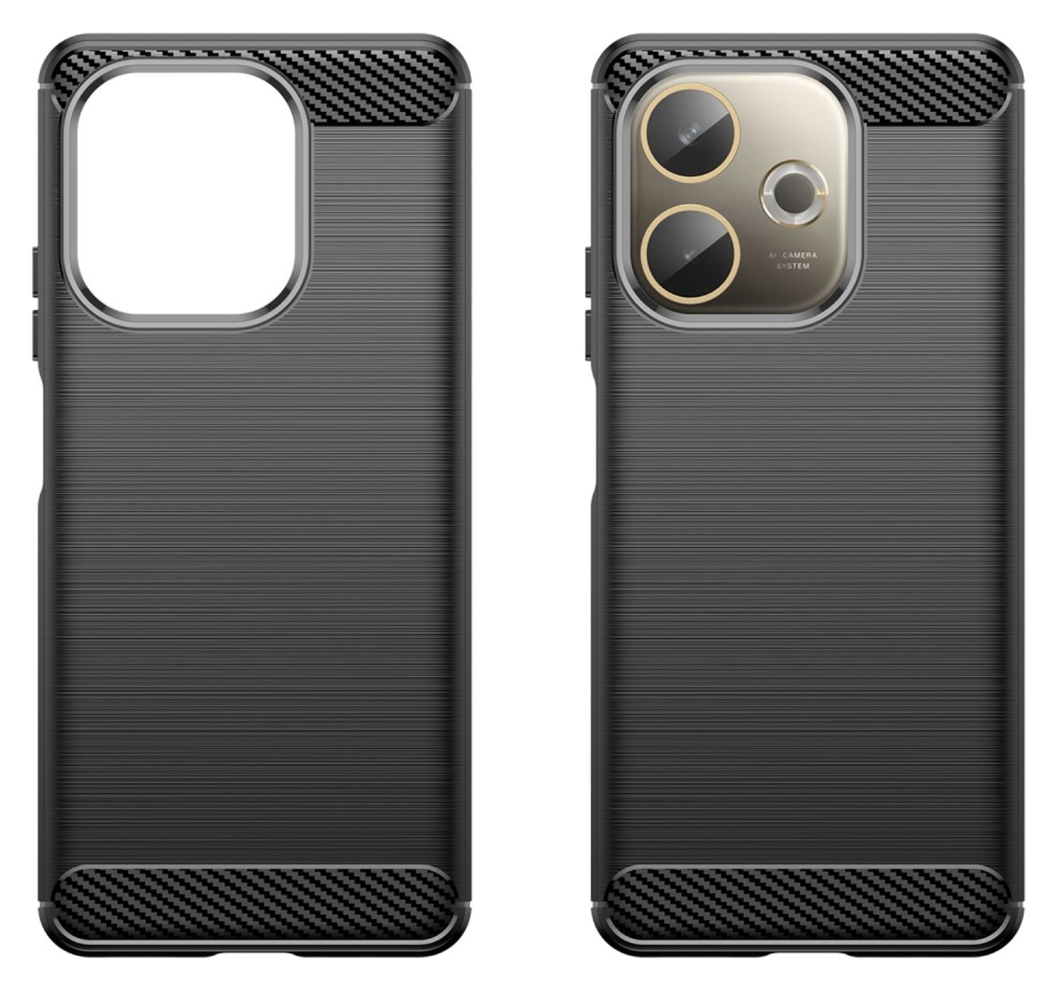 Oppo A5 Pro Hoesje Geborsteld TPU Flexibele Back Cover Zwart afbeelding 2