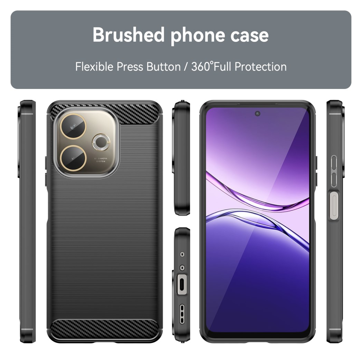 Oppo A5 Pro Hoesje Geborsteld TPU Flexibele Back Cover Zwart afbeelding 8