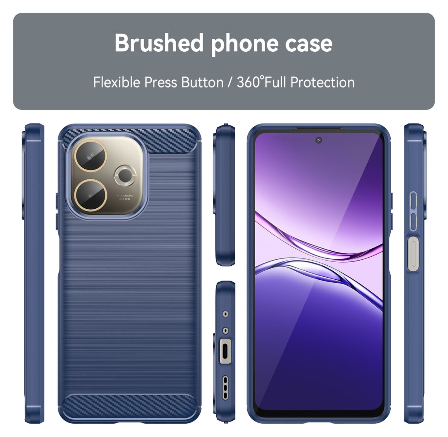 Oppo A5 Pro Hoesje Geborsteld TPU Flexibele Back Cover Blauw afbeelding 8