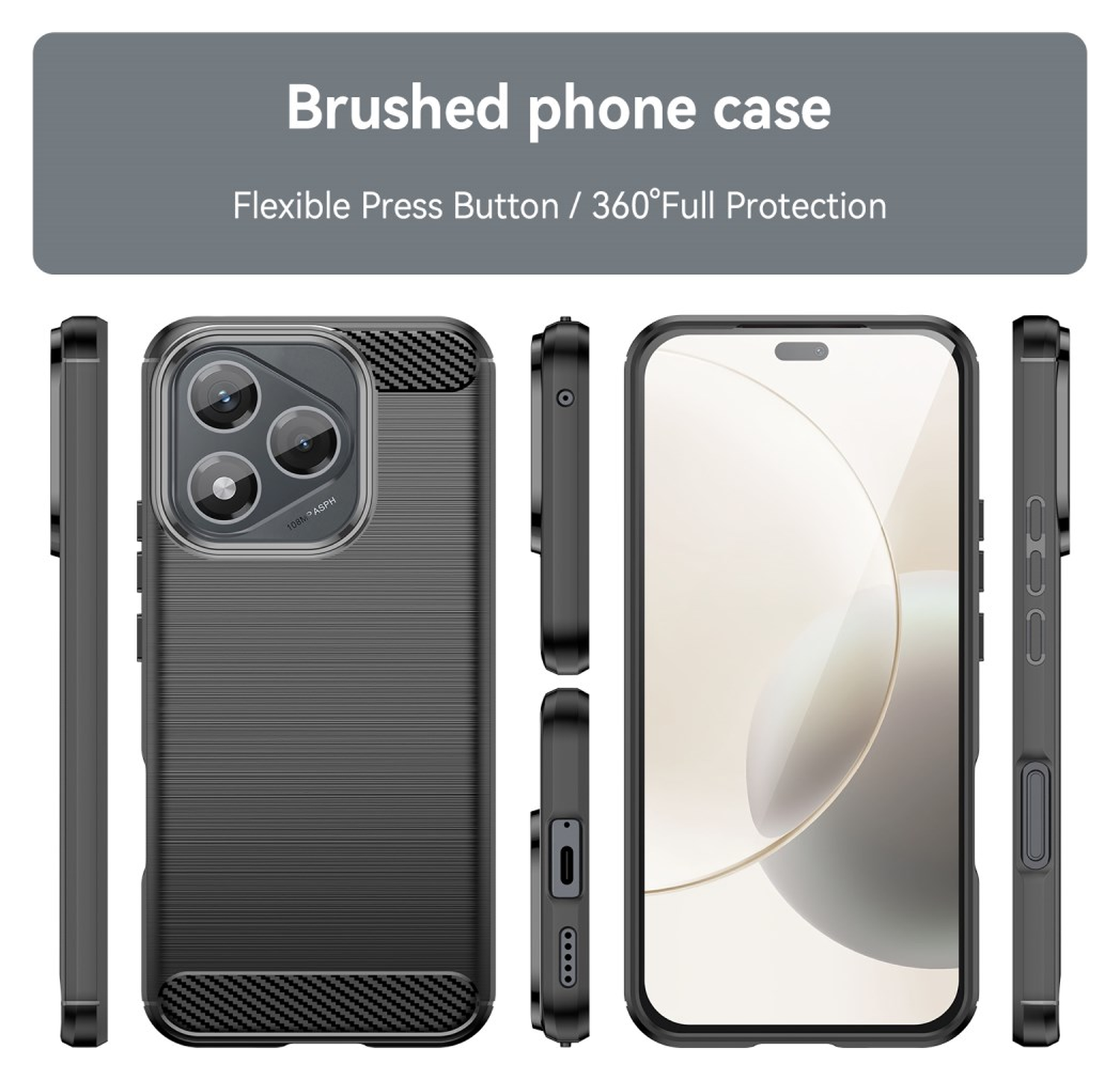 Honor 400 Lite Hoesje Geborsteld TPU Flexibele Back Cover Zwart afbeelding 8