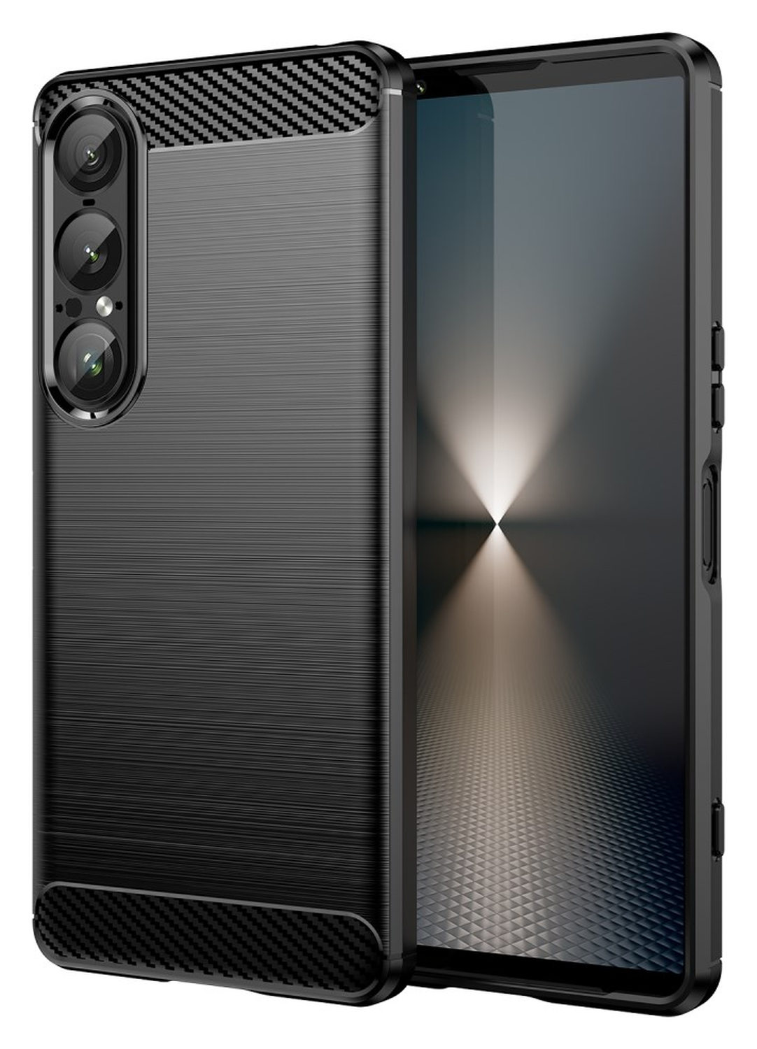Sony Xperia 1 VII Hoesje Geborsteld TPU Flexibele Back Cover Zwart afbeelding 1