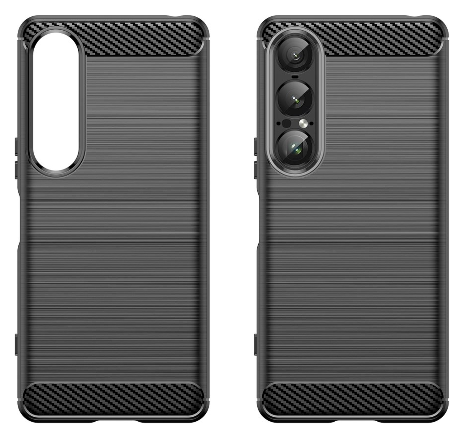 Sony Xperia 1 VII Hoesje Geborsteld TPU Flexibele Back Cover Zwart afbeelding 2