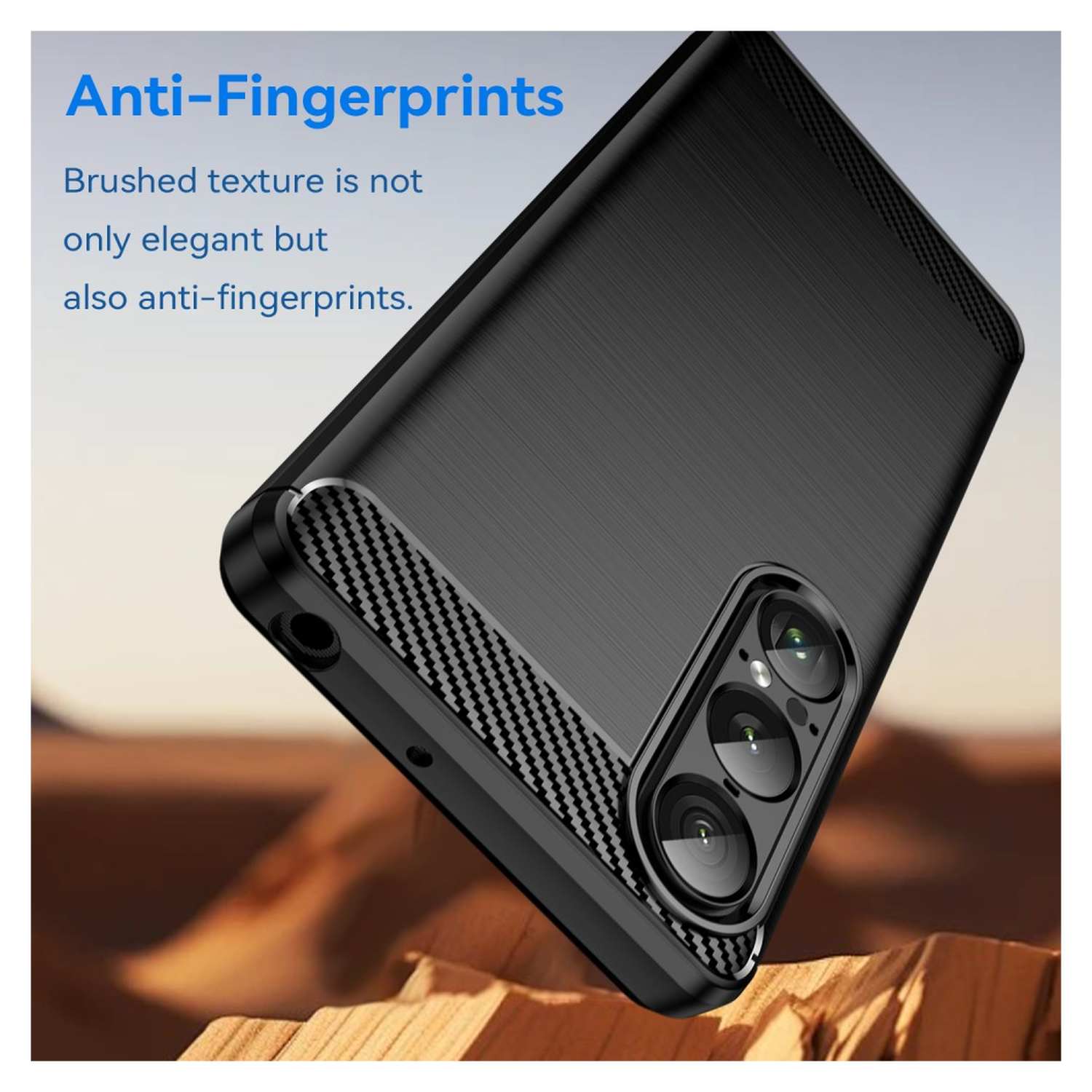Sony Xperia 1 VII Hoesje Geborsteld TPU Flexibele Back Cover Zwart afbeelding 4