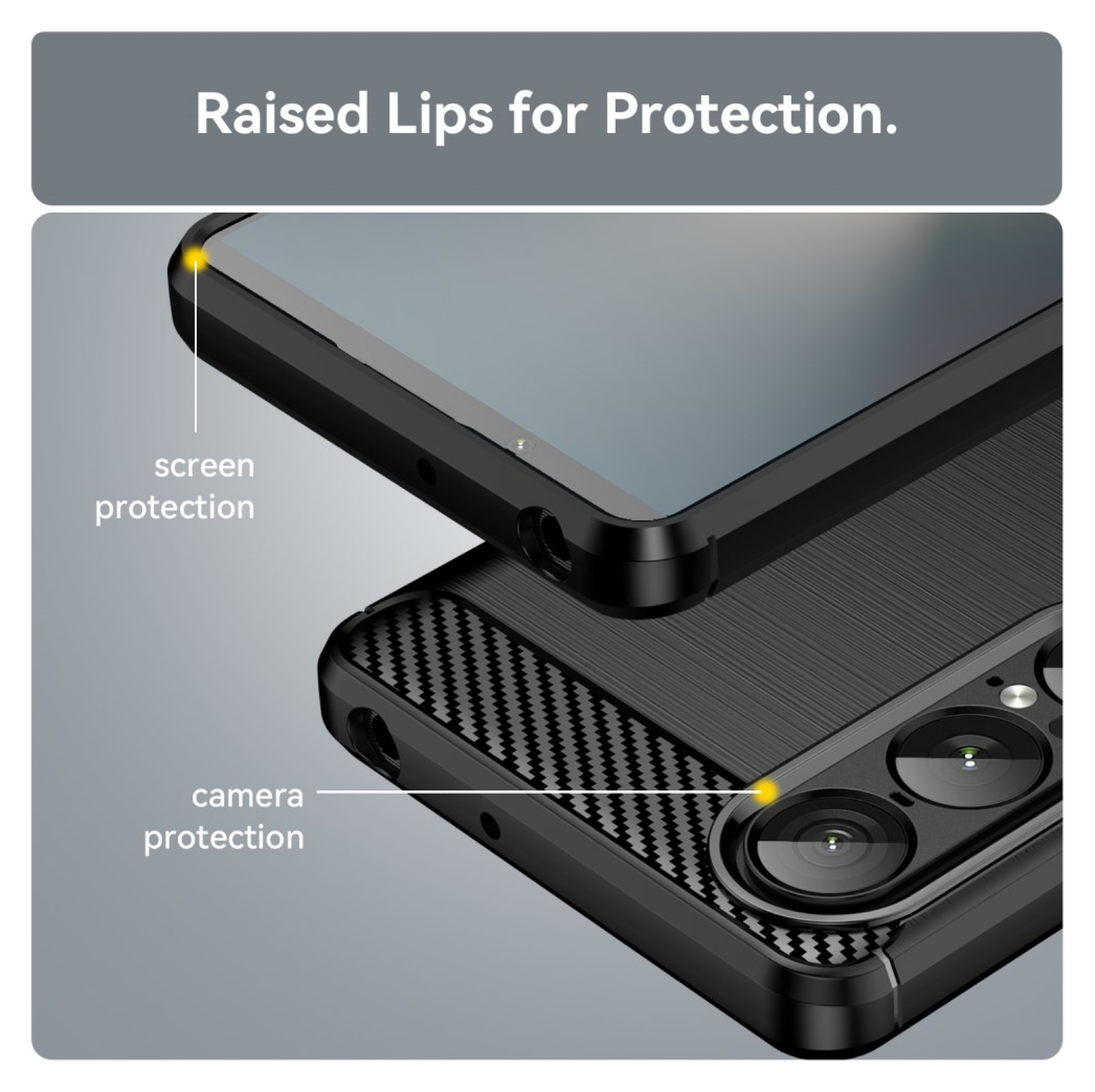 Sony Xperia 1 VII Hoesje Geborsteld TPU Flexibele Back Cover Zwart afbeelding 7