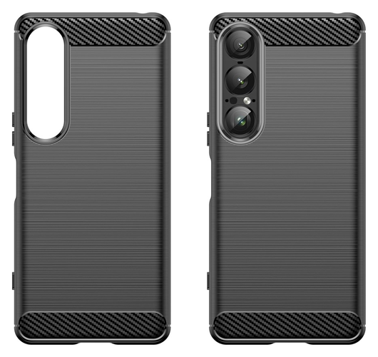 Sony Xperia 1 VII Hoesje Geborsteld TPU Flexibele Back Cover Zwart afbeelding 2