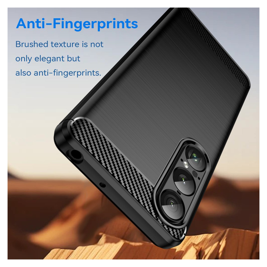 Sony Xperia 1 VII Hoesje Geborsteld TPU Flexibele Back Cover Zwart afbeelding 4