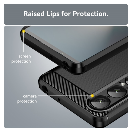Sony Xperia 1 VII Hoesje Geborsteld TPU Flexibele Back Cover Zwart afbeelding 7