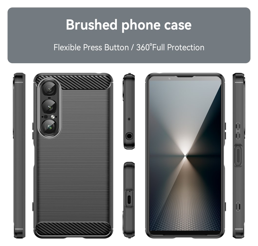 Sony Xperia 1 VII Hoesje Geborsteld TPU Flexibele Back Cover Zwart afbeelding 8