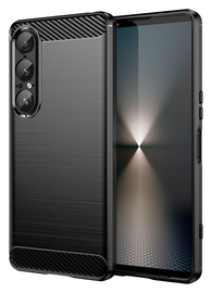 Sony Xperia 1 VII Hoesje Geborsteld TPU Flexibele Back Cover Zwart