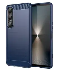 Sony Xperia 1 VII Hoesje Geborsteld TPU Flexibele Back Cover Blauw afbeelding