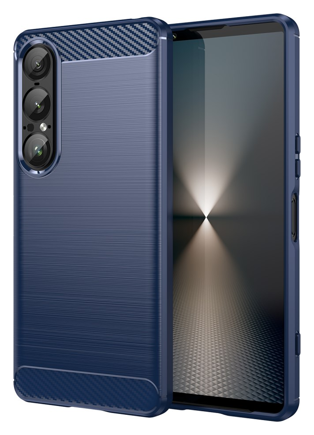 Sony Xperia 1 VII Hoesje Geborsteld TPU Flexibele Back Cover Blauw afbeelding 1