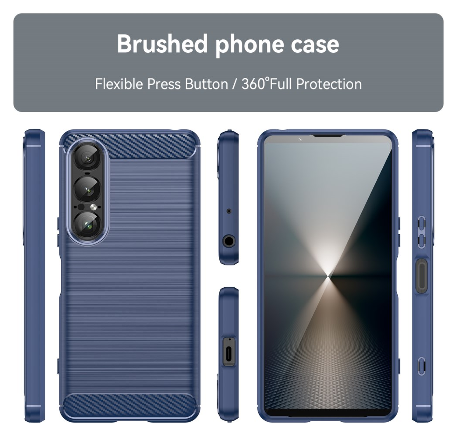 Sony Xperia 1 VII Hoesje Geborsteld TPU Flexibele Back Cover Blauw afbeelding 8