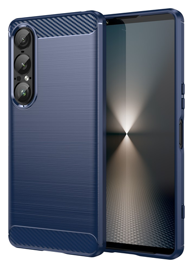 Sony Xperia 1 VII Hoesje Geborsteld TPU Flexibele Back Cover Blauw afbeelding 1