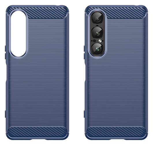 Sony Xperia 1 VII Hoesje Geborsteld TPU Flexibele Back Cover Blauw afbeelding 2
