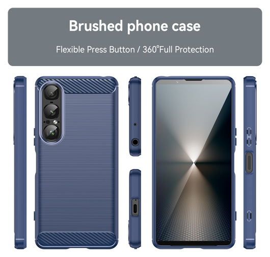 Sony Xperia 1 VII Hoesje Geborsteld TPU Flexibele Back Cover Blauw afbeelding 8