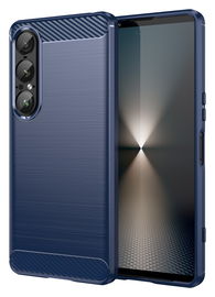 Sony Xperia 1 VII Hoesje Geborsteld TPU Flexibele Back Cover Blauw