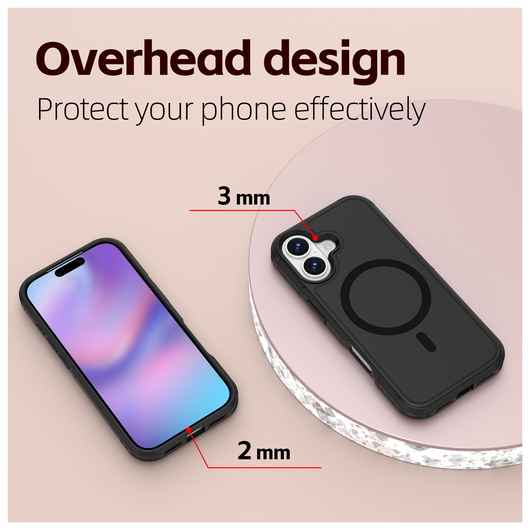 Apple iPhone 17 Hoesje Dual-Layer Hybride Back Cover met MagSafe Zwart afbeelding 6