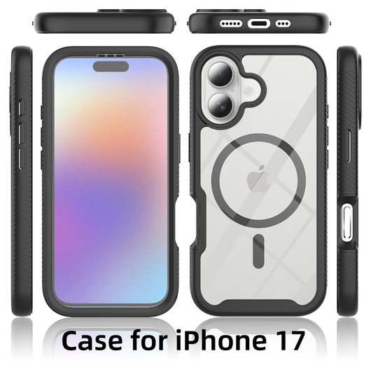 Apple iPhone 17 Hoesje Full Protect 360° Cover met MagSafe Zwart afbeelding 6