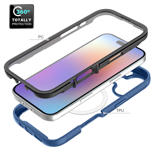 Apple iPhone 17 Hoesje Full Protect 360° Cover met MagSafe Blauw afbeelding 3