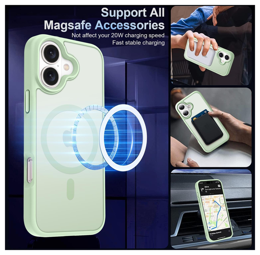 Apple iPhone 17 Hoesje met MagSafe Back Cover Matte Groen afbeelding 2