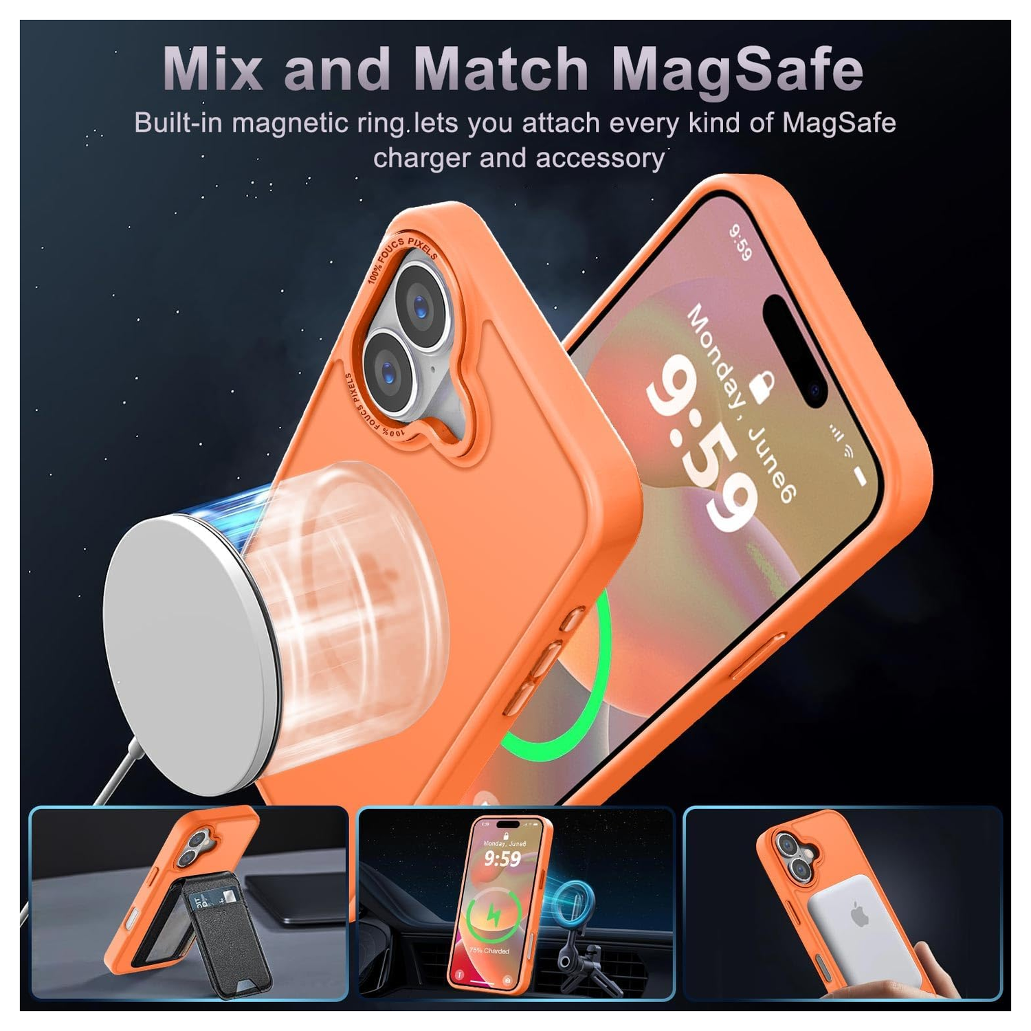 Apple iPhone 17 Hoesje met MagSafe Back Cover Matte Oranje afbeelding 2