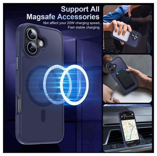 Apple iPhone 17 Hoesje met MagSafe Back Cover Matte Donker Blauw afbeelding 2