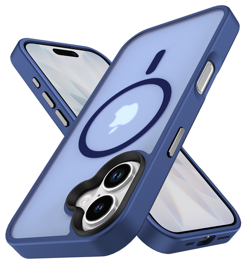 Apple iPhone 17 Hoesje met MagSafe Back Cover Matte Donker Blauw afbeelding 8