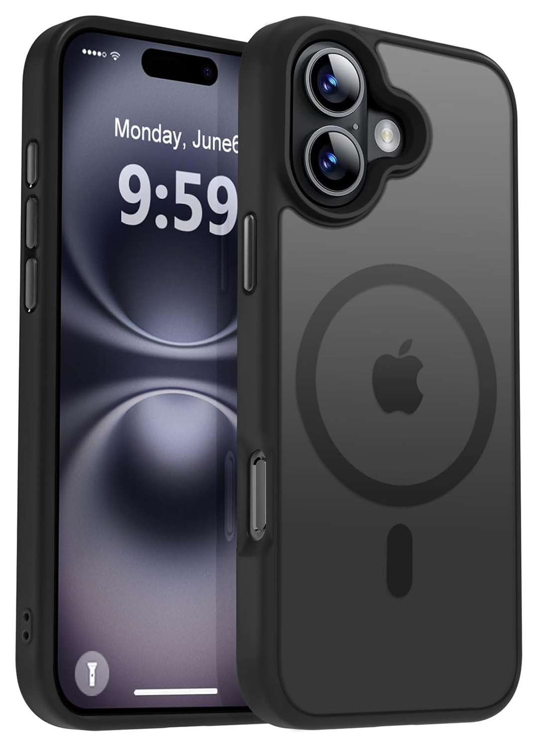 Apple iPhone 17 Hoesje met MagSafe Back Cover Matte Zwart afbeelding 1