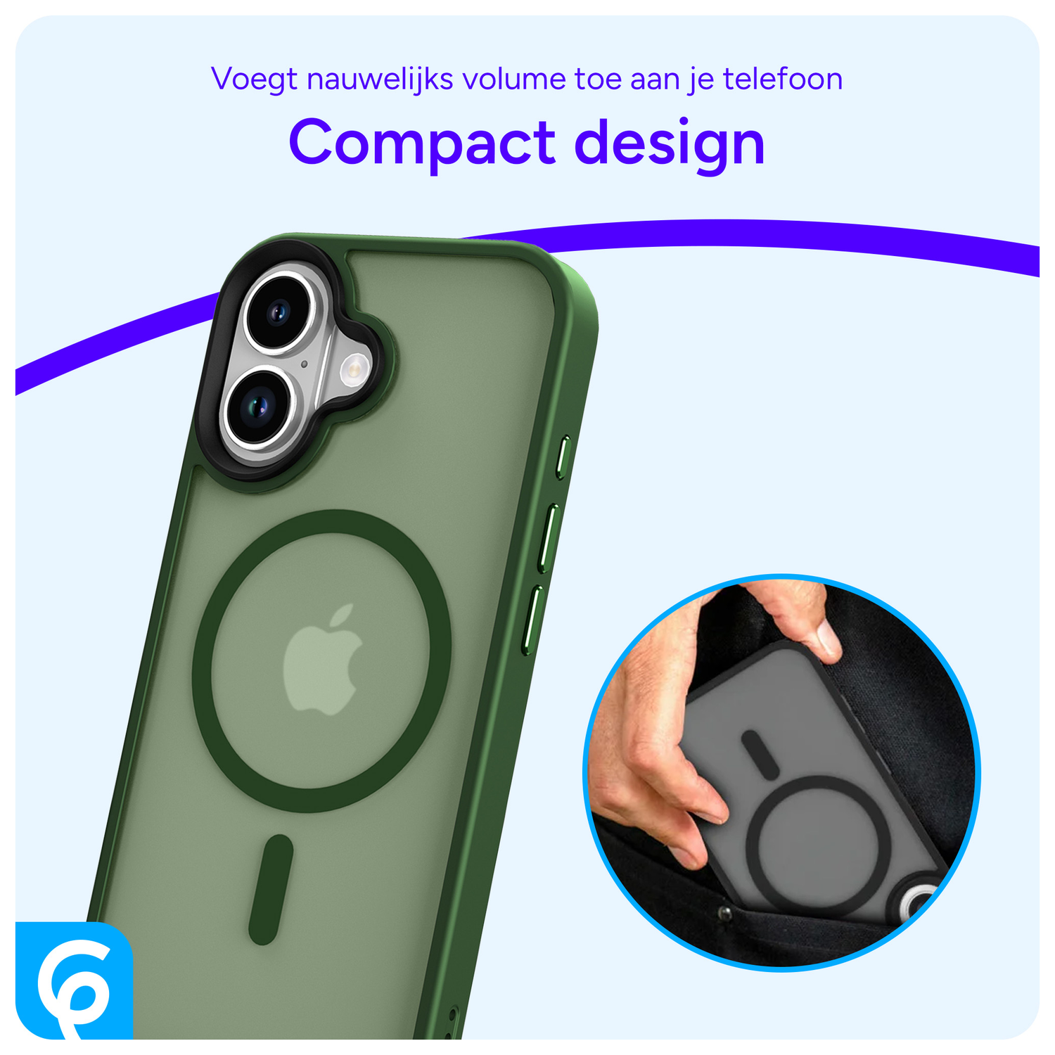 Apple iPhone 17 Hoesje met MagSafe Back Cover Matte Donker Groen afbeelding 7