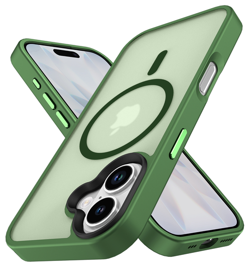 Apple iPhone 17 Hoesje met MagSafe Back Cover Matte Donker Groen afbeelding 2