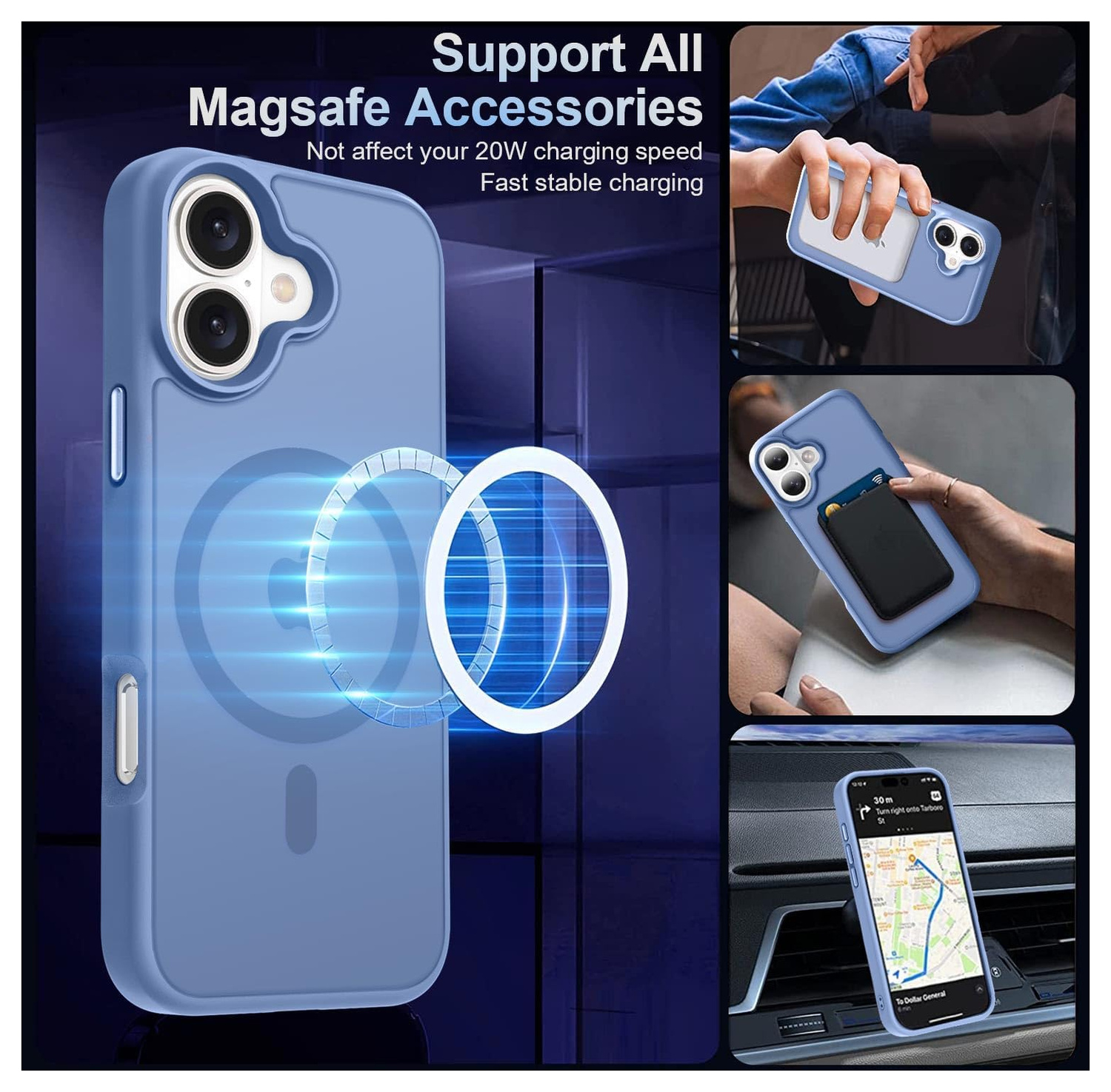 Apple iPhone 17 Hoesje met MagSafe Back Cover Matte Blauw afbeelding 2