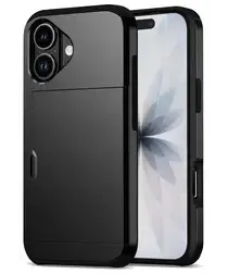 Apple iPhone 17 Hoesje met Slider Kaarthouder Back Cover Zwart afbeelding
