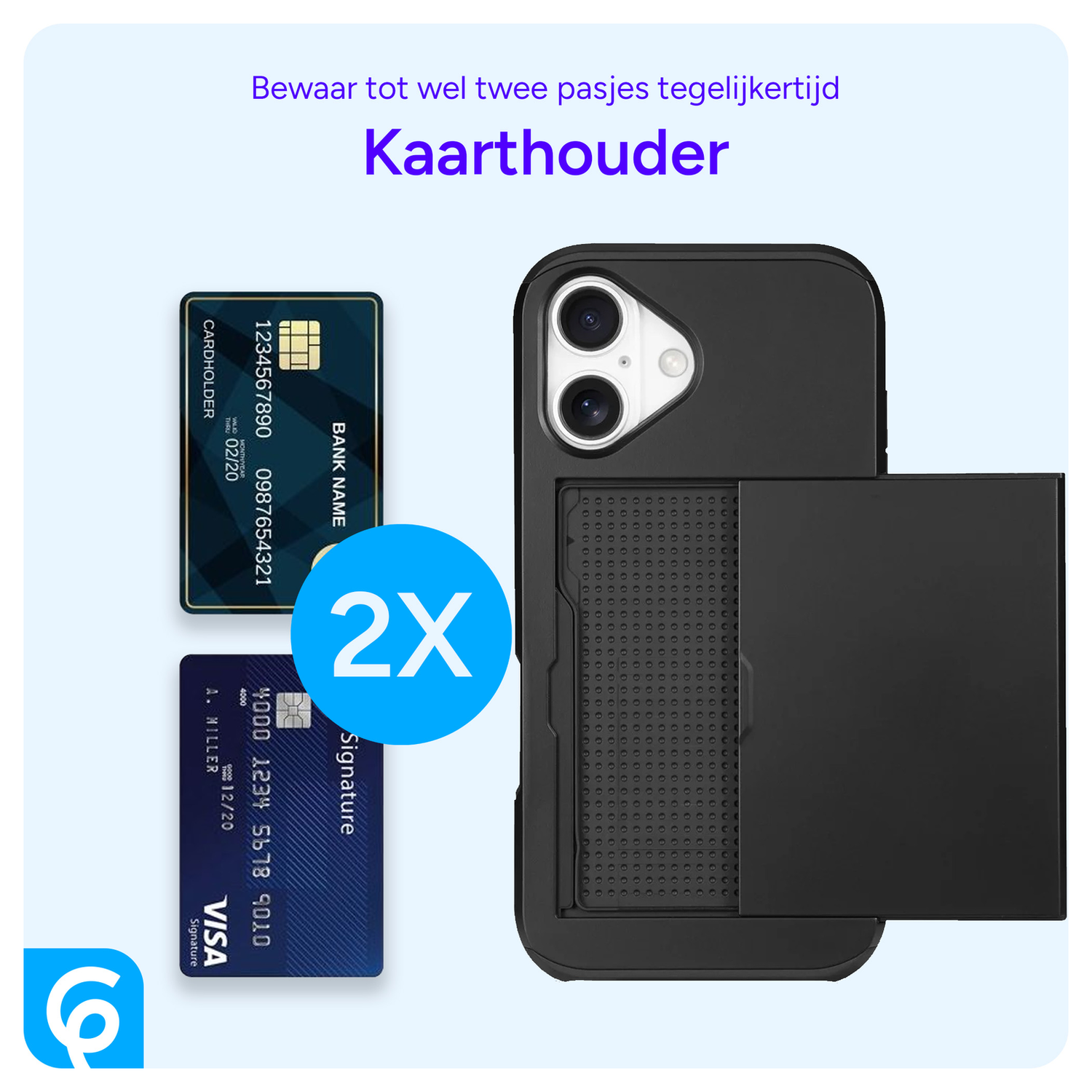 Apple iPhone 17 Hoesje met Slider Kaarthouder Back Cover Zwart afbeelding 4