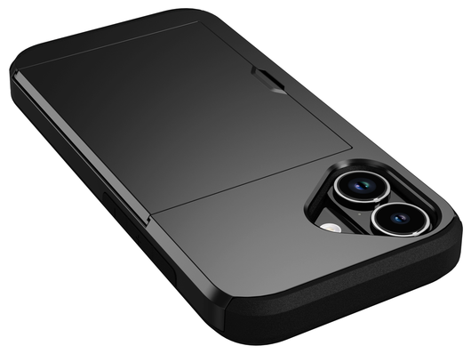 Apple iPhone 17 Hoesje met Slider Kaarthouder Back Cover Zwart afbeelding 12