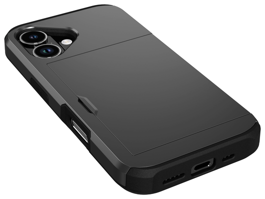 Apple iPhone 17 Hoesje met Slider Kaarthouder Back Cover Zwart afbeelding 15