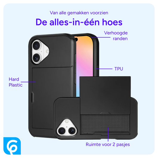 Apple iPhone 17 Hoesje met Slider Kaarthouder Back Cover Zwart afbeelding 6