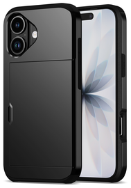 Apple iPhone 17 Hoesje met Slider Kaarthouder Back Cover Zwart afbeelding