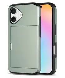 Apple iPhone 17 Hoesje met Slider Kaarthouder Back Cover Groen afbeelding