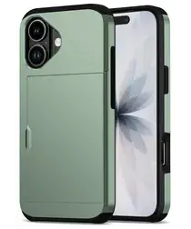 Apple iPhone 17 Hoesje met Slider Kaarthouder Back Cover Groen afbeelding