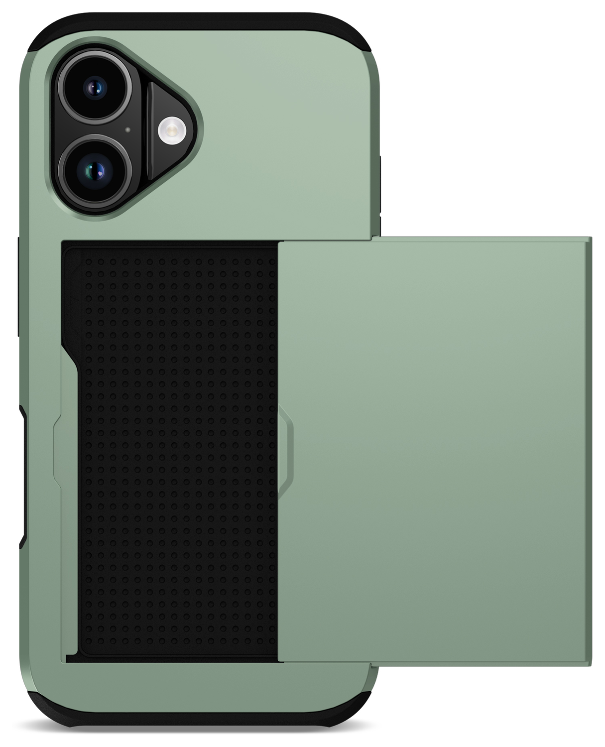 Apple iPhone 17 Hoesje met Slider Kaarthouder Back Cover Groen afbeelding 2