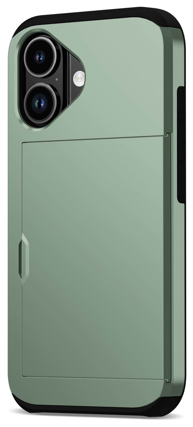 Apple iPhone 17 Hoesje met Slider Kaarthouder Back Cover Groen afbeelding 11