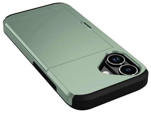 Apple iPhone 17 Hoesje met Slider Kaarthouder Back Cover Groen afbeelding 12