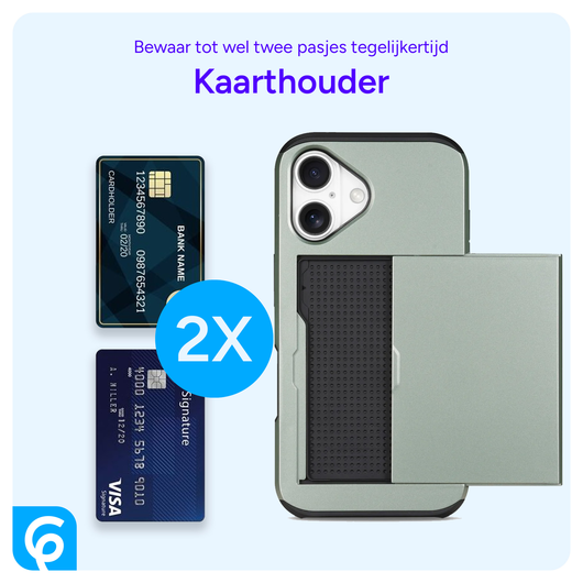 Apple iPhone 17 Hoesje met Slider Kaarthouder Back Cover Groen afbeelding 4