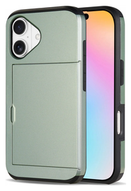 Apple iPhone 17 Hoesje met Slider Kaarthouder Back Cover Groen afbeelding