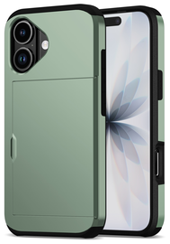Apple iPhone 17 Hoesje met Slider Kaarthouder Back Cover Groen afbeelding