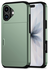 Apple iPhone 17 Hoesje met Slider Kaarthouder Back Cover Groen